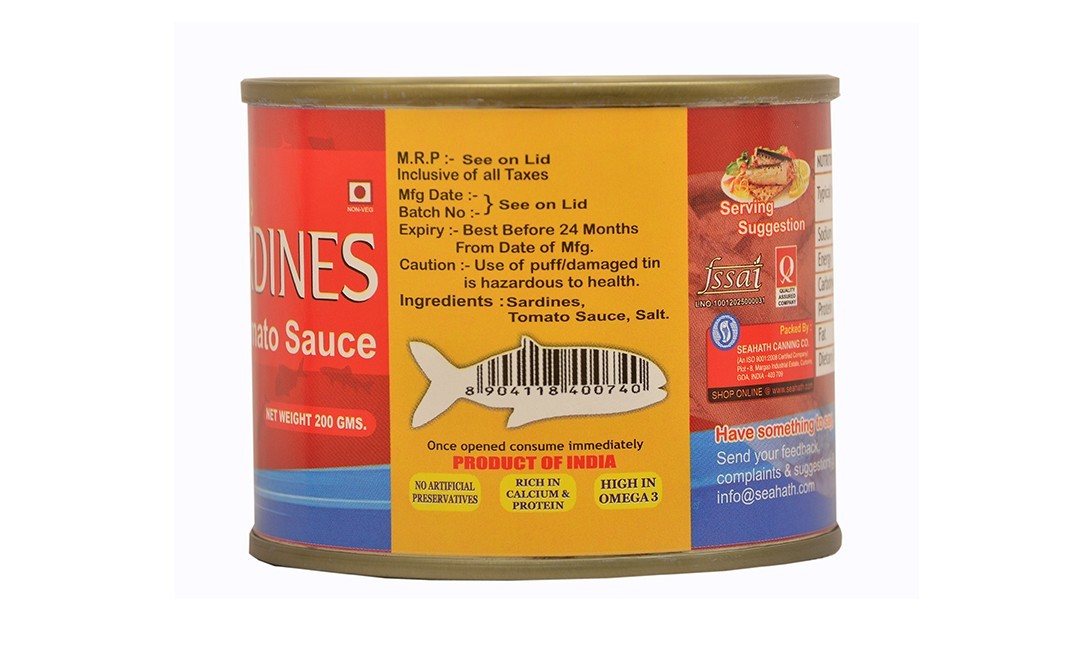 Seahath's Sardines In Tomato Sauce    Tin  200 grams